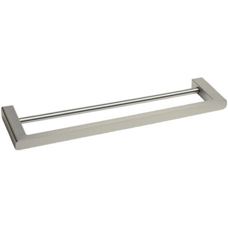 BALNEO - double barre porte-serviettes en acier inox argenté INOX - porte-serviettes 60 cm QARX inoxydable - barre de salle de bain (1/4)