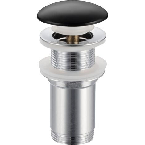 Bonde de lavabo en laiton Click-Clack modèle C universelle pour lavabo 1/4 de pouce sans trop-plein avec tête en céramique noire (1/5)
