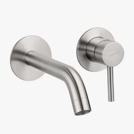 BALNEO Robinet Mitigeur mural pour lavabo argent brossé Acier inoxydable  Mitigeur encastré en acier inoxydable pour lavabo CASCADE (1/5)