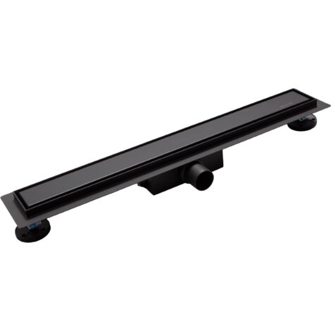 BALNEO - Caniveau de douche 50 cm - 2 en 1 Canal de douche 50cm avec Siphon DUPLEX NEXT - Caniveau linéaire acier inoxydable AISI 304 Noir