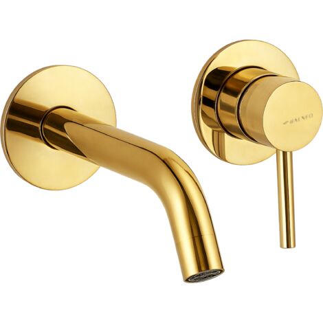 BALNEO Robinet Mitigeur mural pour lavabo or brillant Acier inoxydable  Mitigeur encastré en acier inoxydable pour lavabo CASCADE (1/5)