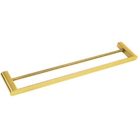 BALNEO - double barre porte-serviettes en acier inox doré - porte-serviettes 60 cm QARX inoxydable - barre de salle de bain (1/4)