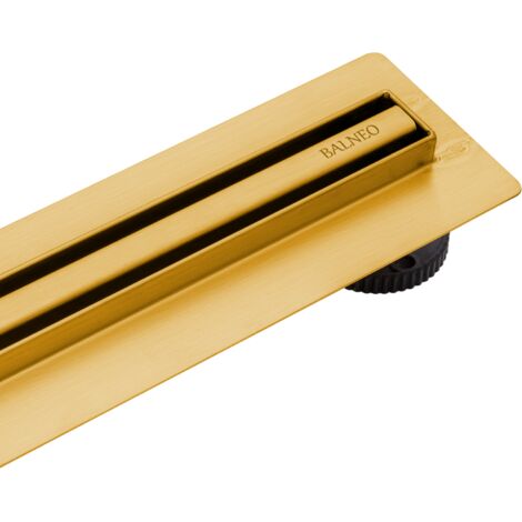 BALNEO - Caniveau de douche 70 cm - Canal de douche 70cm étroit avec Siphon Slim&Low Proline  - Caniveau linéaire acier inoxydable AISI 304 doré