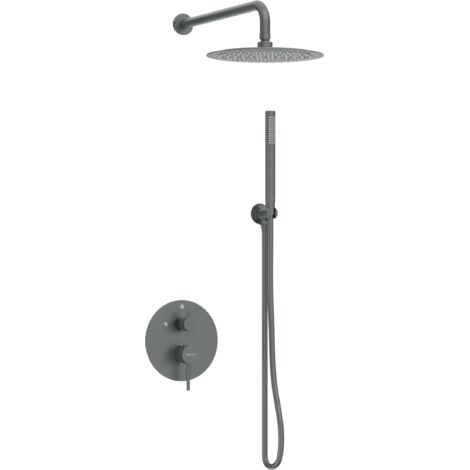 BALNEO Système de douche avec pommeau de pluie GUN METAL gris foncé Acier inoxydable Mitigeur de douche avec douchette CASCADE (1/5)