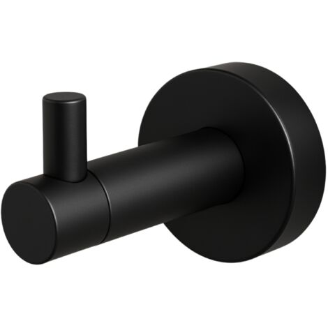 BALNEO - crochet porte-serviettes en acier inox noir - crochet de salle de bain QUBE inoxydable - patère murale pour salle de bain (1/2)