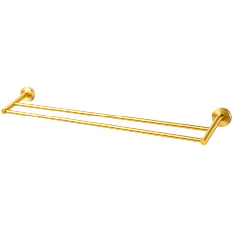 BALNEO - double barre porte-serviettes en acier inox doré - porte-serviettes 60 cm QUBE inoxydable - barre de salle de bain (1/2)