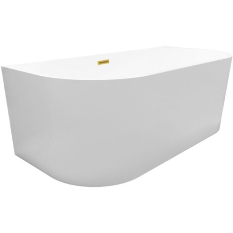 Balneo Baignoire miroir d'ore semi-îlot Murale 160x75cm, accessoires miroir doré, Acrylique thermoformé 3.5mm, avec pieds réglables, VIVA (1/4)
