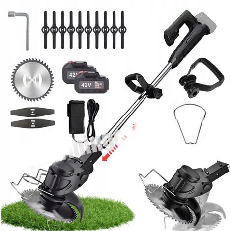 Coupe-bordure à batterie 42V avec 2 batteries 3,0Ah – Chargeur inclus – Moteur en cuivre pur – Coupe nette pour terrains difficiles