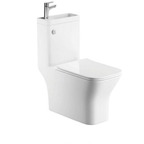 WC à Poser avec Lave main intégré 37x72 cm - Céramique - Minorca