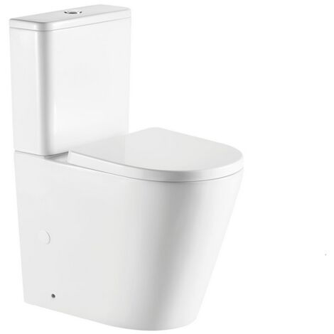 Rue Du Bain – WC PMR à poser 38 x 64 cm – Céramique blanche – Cuvette surélevée 45 cm – Double chasse d'eau 3/6 litres – Sortie horizontale