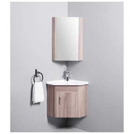 meuble de salle de bain d angle gain de place lave main bois 42x42 cm corner