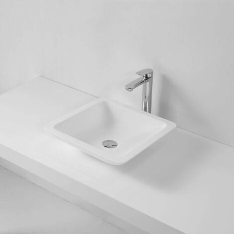Tabouret salle de bain Solid Surface Blanc Mat, Minéral