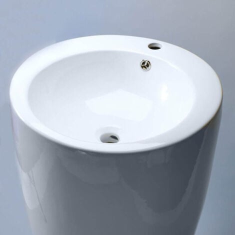 Lavabo Totem Rond - Céramique Blanc - 50x85 cm - Ove