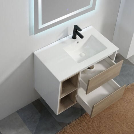 Meuble salle de bain blanc scandinave