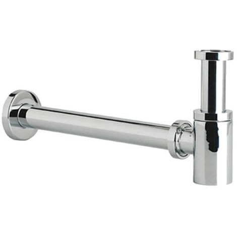 Rue Du Bain – Siphon court pour lavabo tubulaire – Laiton chromé – Hauteur réglable 5 à 19,5 cm – Sortie Ø 32 mm – Filetage 1'1/4 (1/2)