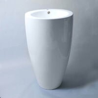 Lavabo Totem Rond - Céramique Blanc - 50x85 cm - Ove