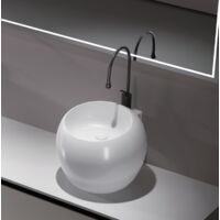 Rue Du Bain – Vasque totem haute à poser ou suspendre céramique blanche brillante 50cm – Installation avec robinet surélevé – Trop plein intégré