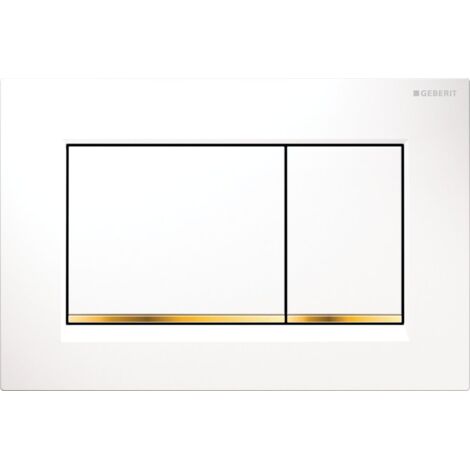 Plaque de déclenchement blanc, doré Sigma30 pour rinçage double chasse - Geberit