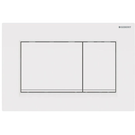 Plaque de commande WC Sigma30 double touche – Blanc mat – Tiges de déclenchement à isolation phonique – Compatible réservoir Geberit