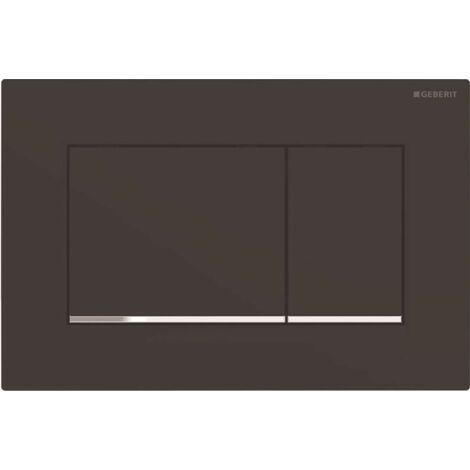 Plaque de commande WC noire mate avec anneau chrome brillant – Dimensions 246 x 164 x 12 mm – Compatible Geberit Sigma – Rinçage double volume - Sigma30