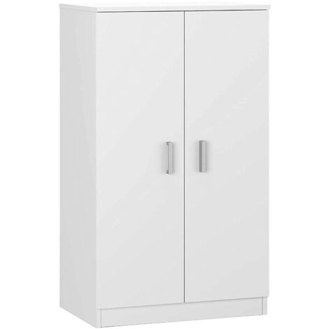 Meuble a chaussures forme armoire BASIC - 2 portes + 6 étageres - Mélaminé blanc - 30 paires - L75 x P36 x H101 cm (1/5)