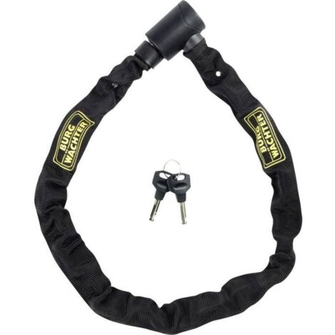 Fahrradschloss Kette - BURG WACHTER - 580 90 SCHWARZ - Stahl 6 mm - Hochfester Textil - 2 Schlüssel