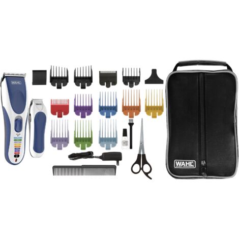 Tondeuse a cheveux - WAHL - COLOR PRO CORDLESS - 3,5 W - 8 sabots - Autonomie : 60 min - Bleu / Gris (1/2)