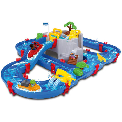 Smoby - Aquaplay Wasserspielbahn - Bergsee - 2 Boote + 3 Tierfiguren - Hergestellt in Deutschland - Ab 3 Jahren