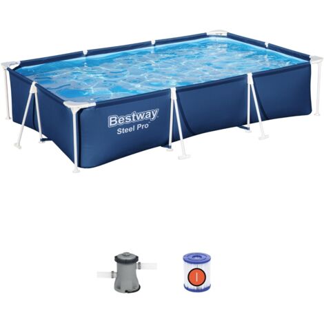 Bestway Steel Pro 300x201x66 cm Rechteckiger, herausnehmbarer Pool mit DuraPlus Folie und 1.249 L/h Kartuschenfilteranlage