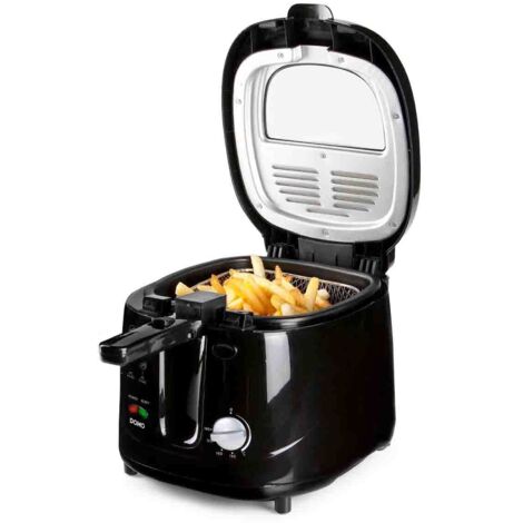 Öl Fritteuse in Schwarz, Handgriff mit Hebesystem, 2,5 Liter 1800W