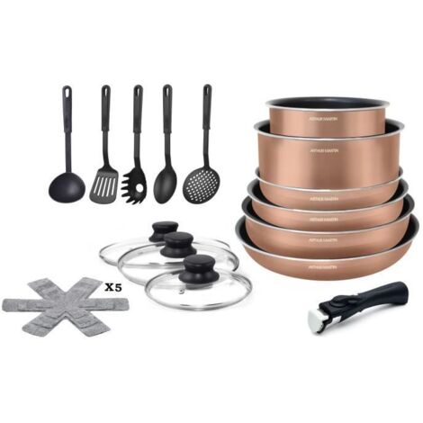 Batterie de cuisine 20 pieces Arthur Martin - aluminium - poignée amovible - tous feux dont induction (1/3)
