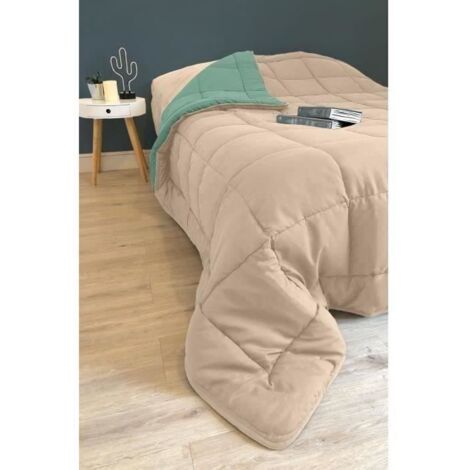 POYET MOTTE MIKROFASER-DECKE 400 G/M CALGARY - 140 X 200 CM - KIESELGRAU UND SEEGRÜN (1/3)