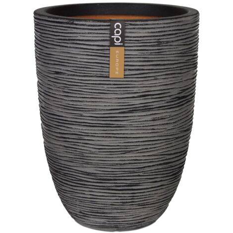 Blumenkübel Nature Rib Elegant Niedrig 46x58 cm Anthrazit KOFZ783 Capi