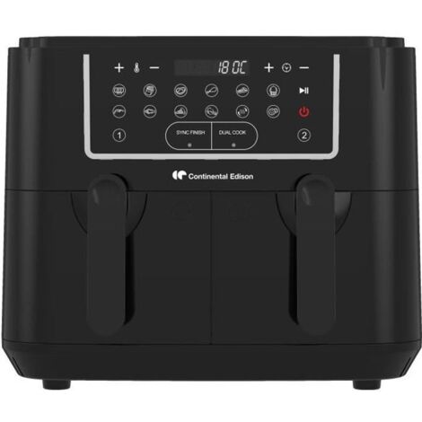 Friteuse a Air Sans huile CONTINENTAL EDISON - RFRSH24002CB - 9 L - Double bacs - 2400W - Noir (1/5)