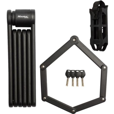 Master Schloss - Faltbares Fahrradschloss, gehärtete Stahlstangen, 4 Schlüssel, Gepäckträger und Halterung de inklusive, 84 cm (1/5)