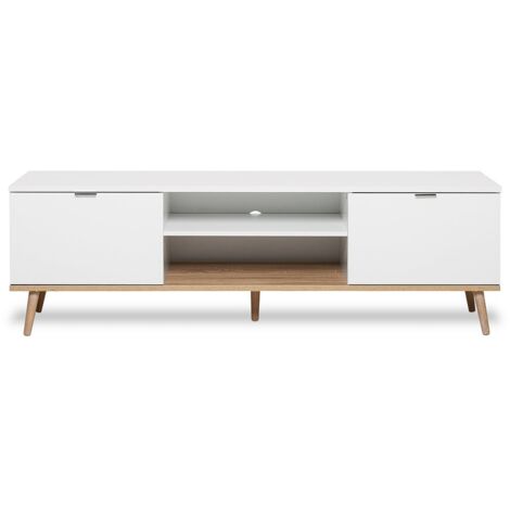 GOTEBORG Meuble TV scandinave blanc - L 160 cm (1/5)