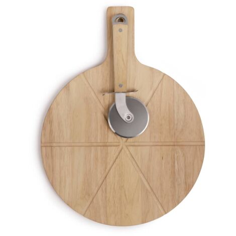 Set a pizza - LIVOO - MES138 - 40 x 30 x 1,5 cm - 1 roulette a pizza - En bois d'hévéa (1/5)