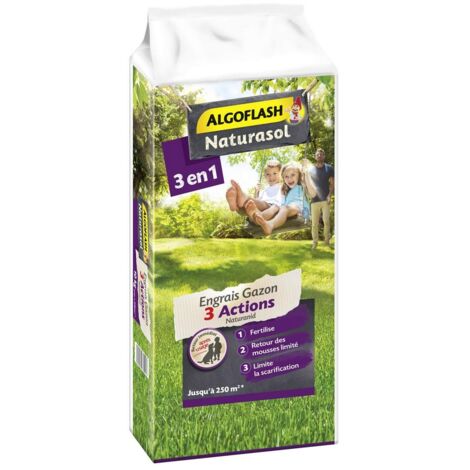 BARRIERE A INSECTES Algoflash NATURASOL Rasendünger 3 Aktionen Naturanid, grün, dicht und winterhart ganzjährig, 10 kg, AG3BIO250 (1/2)