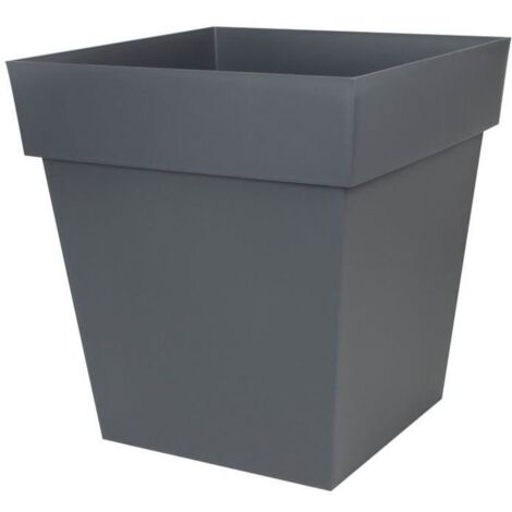 EDA Pot carre Toscane - 50 cm - 87 L - Gris Anthracite (1/2)