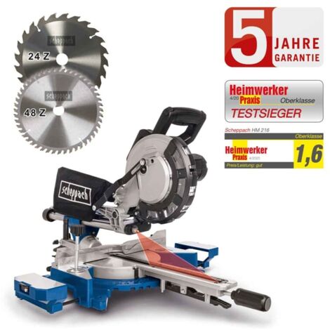 KAPP UND ZUGSÄGE 2000W Ø 216mm KAPPSÄGE SCHEPPACH HM216