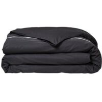 Parrure de lit TODAY Prestige - 220 x 240 cm - 2 personnes - 100% Percale Finition dentelle - Fusain