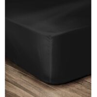 LOVELY HOME SPANNBETTLAKEN, 100% BAUMWOLLE, 140 X 190 X 25 CM SCHWARZ