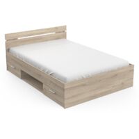 Lit adulte - MICHIGAN - 140 x 200 cm - 2 tiroirs / 1 niche - Chene Kronberg - DEMEYERE