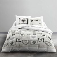 TODAY Parure de lit Coton 2 personnes - 240x260 cm - Imprime Blanc Eden