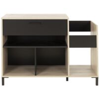 VINYLE VINTAGE Meuble platine - Style urbain - Decor chene - L 115 x P 40 x H 81 cm