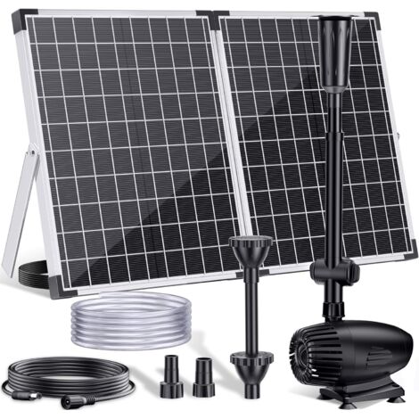 POPOSOAP 55W Hochleistungs-Solar-Teichpumpe - 2000 l/h Fördermenge - Faltbares und tragbares Solarpanel - Trockenlaufschutz - Komplettset für Wasserfälle und große Teiche (1/5)