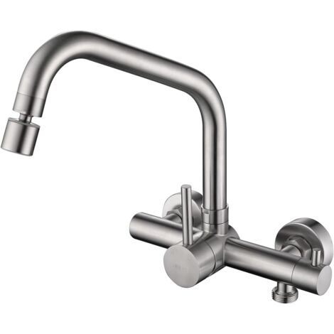 ONECE Küchenarmatur in Wand mit 3/4 Zoll Anschluss für Geschirrspüler/Waschmaschine, Wandarmatur mit 2 Strahlarten, Wasserhahn Küche Wandmontage Mischbatterie, Matt