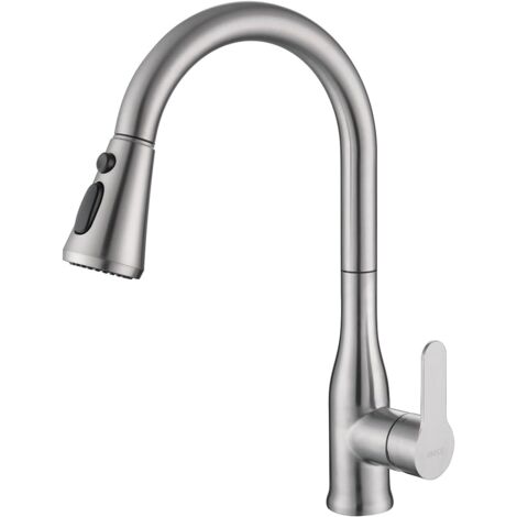 ONECE Wasserhahn Küche ausziehbar mit Brause, Küchenarmatur Mischbatterie mit 360° drehbar, Hochdruck Spültischarmatur Küche aus Edelstahl Gebürstet, Matt