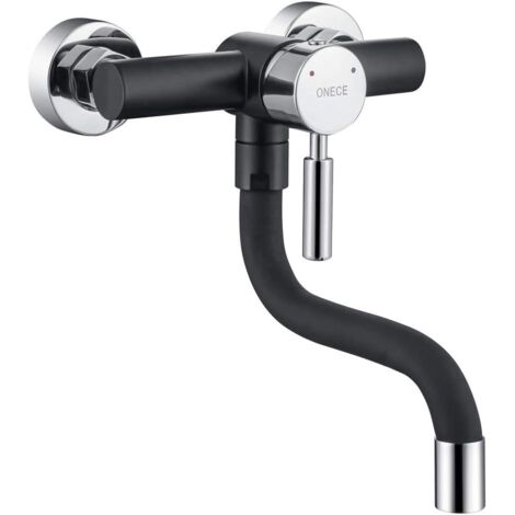 ONECE Rubinetto da Cucina a Parete, Miscelatore Monocomando per Lavello Cucina Girevole 360°, Rubinetti Cucina a Muro Acqua Calda e Fredda, Acciaio Inox 304, Aeratore Rimovibile