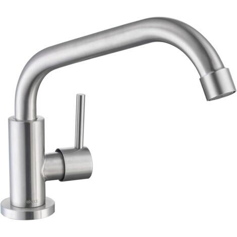 ONECE Rubinetto da Cucina Girevole a 360°, Rubinetto Cucina Monocomando Solo Acqua Fredda, Rubinetti Lavello Cucina in Acciaio Inox 304, Aeratore Rimovibile, Spazzolato